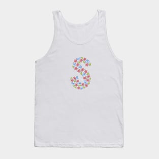 Floral Monogram Letter S - pink and blue Tank Top